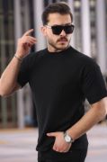 Erkek Kısa Kollu örgü Kumaş Bisiklet Yaka T-shirt resmi